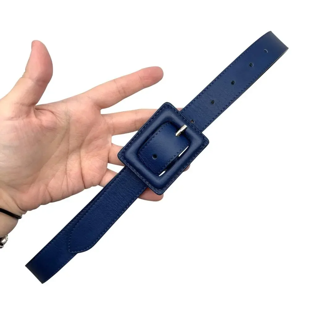 NEW B-Low the Belt Ana Vibrant Mini Royal Blue Leather Waist Belt S 28-34